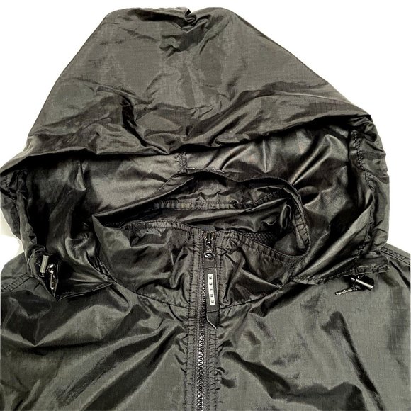 Eddie Bauer EBTEK Ripstop Windbreaker Jacket Mens Size M Black Full Zip Hooded - Picture 3 of 14
